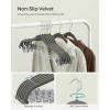 imageSONGMICS 20Pack Pants Hangers 167Inch Long Velvet Hangers with Adjustable Clips HeavyDuty NonSlip Skirt Hangers SpaceSaving for Pants Skirts Coats Dresses Black UCRF012B20Gray