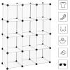 imageSONGMICS Cube Storage Organizer Set of 16 Plastic Cubes Closet Organizers and Storage Room Organization Bedroom Living Room 122 x 484 x 484 Inches Black ULPC44BKWhite