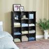imageSONGMICS Cube Storage Organizer Set of 16 Plastic Cubes Closet Organizers and Storage Room Organization Bedroom Living Room 122 x 484 x 484 Inches Black ULPC44BKBlack