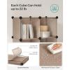 imageSONGMICS Cube Storage Organizer Set of 16 Plastic Cubes Closet Organizers and Storage Room Organization Bedroom Living Room 122 x 484 x 484 Inches Black ULPC44BKCamel Brown