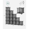 imageSONGMICS Cube Storage Organizer Set of 16 Plastic Cubes Closet Organizers and Storage Room Organization Bedroom Living Room 122 x 484 x 484 Inches Black ULPC44BKGrey