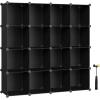 imageSONGMICS Cube Storage Organizer Set of 16 Plastic Cubes Closet Organizers and Storage Room Organization Bedroom Living Room 122 x 484 x 484 Inches Black ULPC44BKBlack