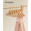 imageSONGMICS Kids Wooden Hangers 20 Pack Solid Wood Baby Hangers Childrens Coat Hangers with Pants Bar Shoulder Notches Swivel Hooks 126 x 75 Inches Natural and Silver UCRW06NLNatural  Silver