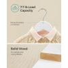imageSONGMICS Kids Wooden Hangers 20 Pack Solid Wood Baby Hangers Childrens Coat Hangers with Pants Bar Shoulder Notches Swivel Hooks 126 x 75 Inches Natural and Silver UCRW06NLWhite  Silver