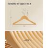 imageSONGMICS Kids Wooden Hangers 20 Pack Solid Wood Baby Hangers Childrens Coat Hangers with Pants Bar Shoulder Notches Swivel Hooks 126 x 75 Inches Natural and Silver UCRW06NLNatural  Silver