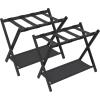 imageSONGMICS Luggage Racks for Guest Room Set of 2 Suitcase Stand with Storage Shelf Steel Frame Foldable for Easy Storage Hotel Bedroom Black URLR003B02Black