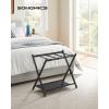 imageSONGMICS Luggage Racks for Guest Room Set of 2 Suitcase Stand with Storage Shelf Steel Frame Foldable for Easy Storage Hotel Bedroom Black URLR003B02Black