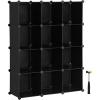 imageSONGMICS Cube Storage Organizer Set of 16 Plastic Cubes Closet Organizers and Storage Room Organization Bedroom Living Room 122 x 484 x 484 Inches Black ULPC44BKBlack