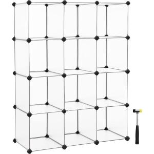 imageSONGMICS Cube Storage Organizer Set of 16 Plastic Cubes Closet Organizers and Storage Room Organization Bedroom Living Room 122 x 484 x 484 Inches Black ULPC44BKWhite