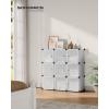 imageSONGMICS Cube Storage Organizer Set of 12 Plastic Cubes Closet Storage Shelves DIY Plastic Closet Cabinet Modular Bookcase Shelving with Doors for Bedroom Living Room Black and White ULPC34HV1White