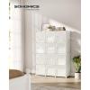 imageSONGMICS Cube Storage Organizer Set of 12 Plastic Cubes Closet Storage Shelves DIY Plastic Closet Cabinet Modular Bookcase Shelving with Doors for Bedroom Living Room Black and White ULPC34HV1Cream White