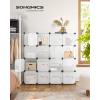 imageSONGMICS Cube Storage Organizer Set of 12 Plastic Cubes Closet Storage Shelves DIY Plastic Closet Cabinet Modular Bookcase Shelving with Doors for Bedroom Living Room Black and White ULPC34HV1White