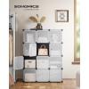 imageSONGMICS Cube Storage Organizer Set of 12 Plastic Cubes Closet Storage Shelves DIY Plastic Closet Cabinet Modular Bookcase Shelving with Doors for Bedroom Living Room Black and White ULPC34HV1Black  White