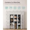 imageSONGMICS Cube Storage Organizer Set of 12 Plastic Cubes Closet Storage Shelves DIY Plastic Closet Cabinet Modular Bookcase Shelving with Doors for Bedroom Living Room Black and White ULPC34HV1Black  White