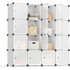 imageSONGMICS Cube Storage Organizer Set of 12 Plastic Cubes Closet Storage Shelves DIY Plastic Closet Cabinet Modular Bookcase Shelving with Doors for Bedroom Living Room Black and White ULPC34HV1White