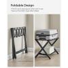 imageSONGMICS Luggage Rack Folding Suitcase Stand with Storage Shelf for Guest Room Hotel Bedroom HeavyDuty Holds up to 131 lb Chestnut Brown URLR007R01Black