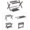 imageSONGMICS Luggage Rack Folding Suitcase Stand with Storage Shelf for Guest Room Hotel Bedroom HeavyDuty Holds up to 131 lb Chestnut Brown URLR007R01Chestnut Brown