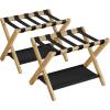 imageSONGMICS Luggage Rack Folding Suitcase Stand with Storage Shelf for Guest Room Hotel Bedroom HeavyDuty Holds up to 131 lb Chestnut Brown URLR007R01Natural Beige
