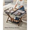 imageSONGMICS Luggage Rack Folding Suitcase Stand with Storage Shelf for Guest Room Hotel Bedroom HeavyDuty Holds up to 131 lb Chestnut Brown URLR007R01Walnut