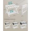 imageSONGMICS Luggage Rack Folding Suitcase Stand with Storage Shelf for Guest Room Hotel Bedroom HeavyDuty Holds up to 131 lb Chestnut Brown URLR007R01White
