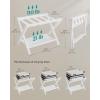 imageSONGMICS Luggage Rack Folding Suitcase Stand with Storage Shelf for Guest Room Hotel Bedroom HeavyDuty Holds up to 131 lb Chestnut Brown URLR007R01White