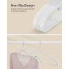 imageSONGMICS Pack of 50 Coat Hangers HeavyDuty Plastic Hangers NonSlip SpaceSaving Clothes Hangers 02 Inches Slim 165 Inches Wide 360 Swivel Silver Hook Light and Dark Gray UCRP20G50White