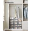 imageSONGMICS Shoe Boxes Pack of 12 Shoe Storage Organizers Stackable Clear Plastic Boxes for Closet Sneakers 91 x 131 x 56 Inches Fit up to US Size 11 Transparent and White ULSP12SWTTransparent  Charcoal Blue