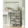 imageSONGMICS Shoe Boxes Pack of 12 Shoe Storage Organizers Stackable Clear Plastic Boxes for Closet Sneakers 91 x 131 x 56 Inches Fit up to US Size 11 Transparent and White ULSP12SWTTransparent  Laurel Green