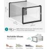 imageSONGMICS Shoe Boxes Pack of 12 Shoe Storage Organizers Stackable Clear Plastic Boxes for Closet Sneakers 91 x 131 x 56 Inches Fit up to US Size 11 Transparent and White ULSP12SWTTransparent  Black