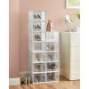 imageSONGMICS Shoe Boxes Pack of 12 Shoe Storage Organizers Stackable Clear Plastic Boxes for Closet Sneakers 91 x 131 x 56 Inches Fit up to US Size 11 Transparent and White ULSP12SWTTransparent  White