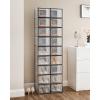 imageSONGMICS Shoe Boxes Pack of 12 Shoe Storage Organizers Stackable Clear Plastic Boxes for Closet Sneakers 91 x 131 x 56 Inches Fit up to US Size 11 Transparent and White ULSP12SWTTransparent  Black