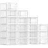 imageSONGMICS Shoe Boxes Pack of 12 Shoe Storage Organizers Stackable Clear Plastic Boxes for Closet Sneakers 91 x 131 x 56 Inches Fit up to US Size 11 Transparent and White ULSP12SWTTransparent  White