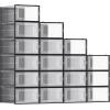 imageSONGMICS Shoe Boxes Pack of 12 Shoe Storage Organizers Stackable Clear Plastic Boxes for Closet Sneakers 91 x 131 x 56 Inches Fit up to US Size 11 Transparent and White ULSP12SWTTransparent  Black