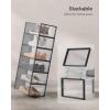 imageSONGMICS Shoe Boxes Pack of 12 Shoe Storage Organizers Stackable Clear Plastic Boxes for Closet Sneakers 91 x 131 x 56 Inches Fit up to US Size 11 Transparent and White ULSP12SWTTransparent  Black