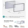 imageSONGMICS Shoe Boxes Pack of 12 Shoe Storage Organizers Stackable Clear Plastic Boxes for Closet Sneakers 91 x 131 x 56 Inches Fit up to US Size 11 Transparent and White ULSP12SWTTransparent  Gray