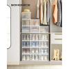 imageSONGMICS Shoe Boxes Pack of 12 Shoe Storage Organizers Stackable Clear Plastic Boxes for Closet Sneakers 91 x 131 x 56 Inches Fit up to US Size 11 Transparent and White ULSP12SWTTransparent  White