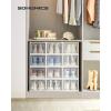 imageSONGMICS Shoe Boxes Pack of 12 Shoe Storage Organizers Stackable Clear Plastic Boxes for Closet Sneakers 91 x 131 x 56 Inches Fit up to US Size 11 Transparent and White ULSP12SWTTransparent  White