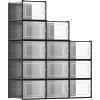 imageSONGMICS Shoe Boxes Pack of 12 Shoe Storage Organizers Stackable Clear Plastic Boxes for Closet Sneakers 91 x 131 x 56 Inches Fit up to US Size 11 Transparent and White ULSP12SWTTransparent  Black