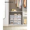 imageSONGMICS Shoe Boxes Pack of 12 Shoe Storage Organizers Stackable Clear Plastic Boxes for Closet Sneakers 91 x 131 x 56 Inches Fit up to US Size 11 Transparent and White ULSP12SWTTransparent  White
