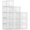 imageSONGMICS Shoe Boxes Pack of 12 Shoe Storage Organizers Stackable Clear Plastic Boxes for Closet Sneakers 91 x 131 x 56 Inches Fit up to US Size 11 Transparent and White ULSP12SWTTransparent  White