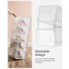 imageSONGMICS Shoe Boxes Pack of 12 Shoe Storage Organizers Stackable Clear Plastic Boxes for Closet Sneakers 91 x 131 x 56 Inches Fit up to US Size 11 Transparent and White ULSP12SWTTransparent  White