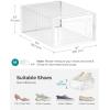 imageSONGMICS Shoe Boxes Pack of 12 Shoe Storage Organizers Stackable Clear Plastic Boxes for Closet Sneakers 91 x 131 x 56 Inches Fit up to US Size 11 Transparent and White ULSP12SWTTransparent  White