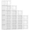 imageSONGMICS Shoe Boxes Pack of 12 Shoe Storage Organizers Stackable Clear Plastic Boxes for Closet Sneakers 91 x 131 x 56 Inches Fit up to US Size 11 Transparent and White ULSP12SWTTransparent  White