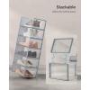 imageSONGMICS Shoe Boxes Pack of 12 Shoe Storage Organizers Stackable Clear Plastic Boxes for Closet Sneakers 91 x 131 x 56 Inches Fit up to US Size 11 Transparent and White ULSP12SWTTransparent  Gray