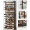 imageSONGMICS Shoe Rack 12Tier Shoe Organizer Metal Shoe Storage for Garage Entryway Set of 2 6Tier Stackable Shoe Shelf with Adjustable Flat or Angled Shelves Holds 4860 Pairs Black ULMR12BBronze