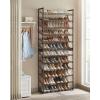 imageSONGMICS Shoe Rack 12Tier Shoe Organizer Metal Shoe Storage for Garage Entryway Set of 2 6Tier Stackable Shoe Shelf with Adjustable Flat or Angled Shelves Holds 4860 Pairs Black ULMR12BBronze
