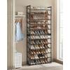 imageSONGMICS Shoe Rack 12Tier Shoe Organizer Metal Shoe Storage for Garage Entryway Set of 2 6Tier Stackable Shoe Shelf with Adjustable Flat or Angled Shelves Holds 4860 Pairs Black ULMR12BBlack