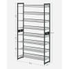 imageSONGMICS Shoe Rack 8Tier Shoe Organizer Metal Rack for Garage Set of 2 4Tier Stackable Shelf with Adjustable Flat or Angled Shelves 3240 Pairs Ink Black ULMR08BCharcoal Gray