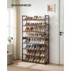 imageSONGMICS Shoe Rack 8Tier Shoe Organizer Metal Rack for Garage Set of 2 4Tier Stackable Shelf with Adjustable Flat or Angled Shelves 3240 Pairs Ink Black ULMR08BBronze