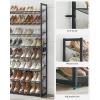 imageSONGMICS Shoe Rack 8Tier Shoe Organizer Metal Rack for Garage Set of 2 4Tier Stackable Shelf with Adjustable Flat or Angled Shelves 3240 Pairs Ink Black ULMR08BCharcoal Gray